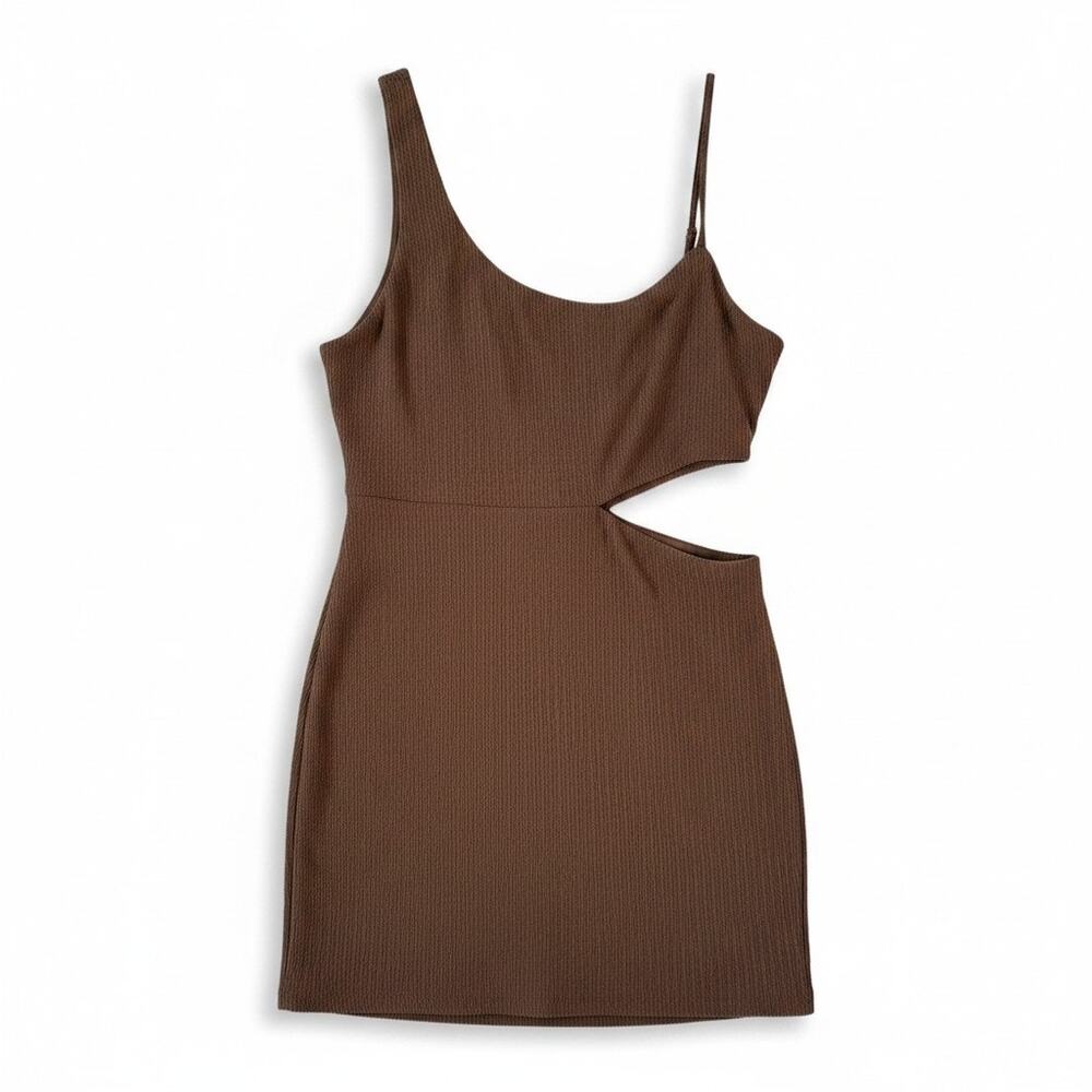 Sophie Rue New Womens Side Cut Out Sleeveless Mini Dress Choc Brown XL Party Y2K